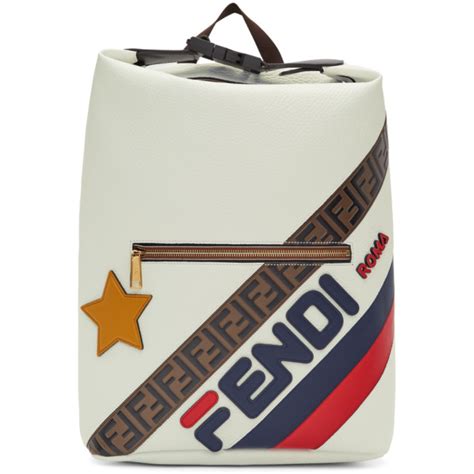 Fendi: White 'Fendi Mania' Backpack 